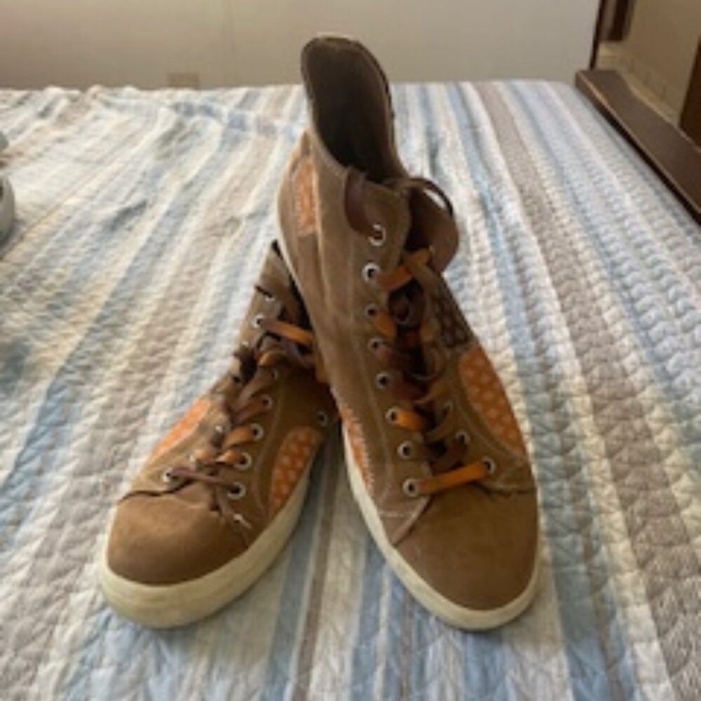 Men's Sun + Stone brown bandana patched shoes